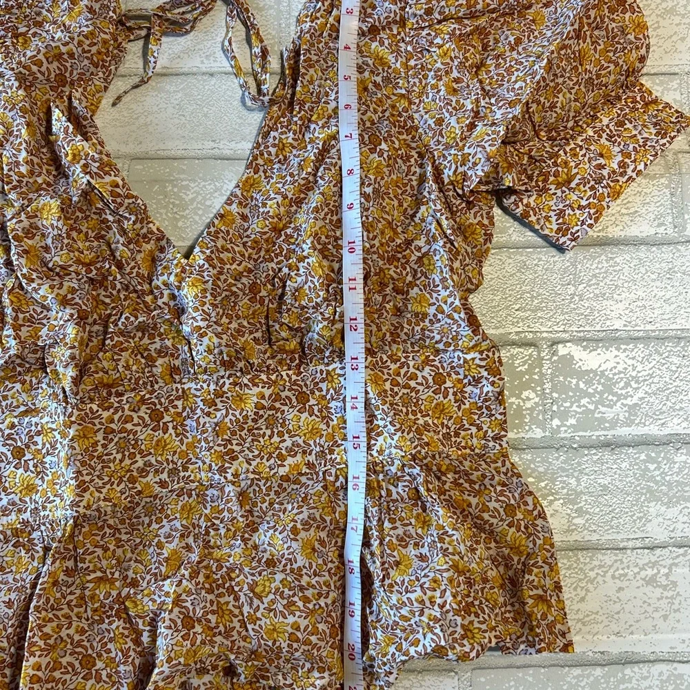 J. Crew Yellow and Cream Floral Blouse